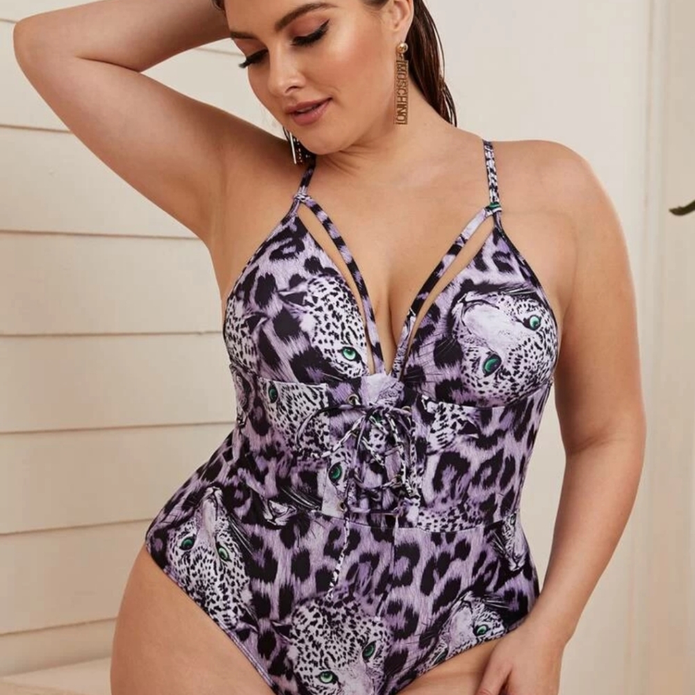 Cute Purple Animal Print One Piece